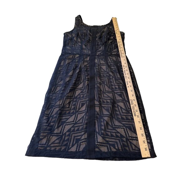 💖London Times Geometric Patterned Sleeveless Dress Size 8 Blk/Beige Womens Knee - Picture 6 of 9